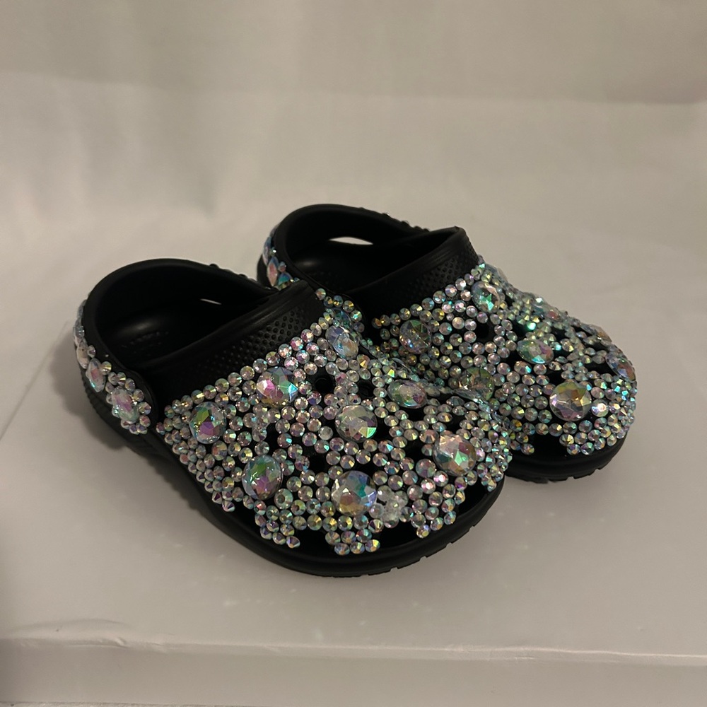 CROCS Black Kids Slippers with Sparkling Gems